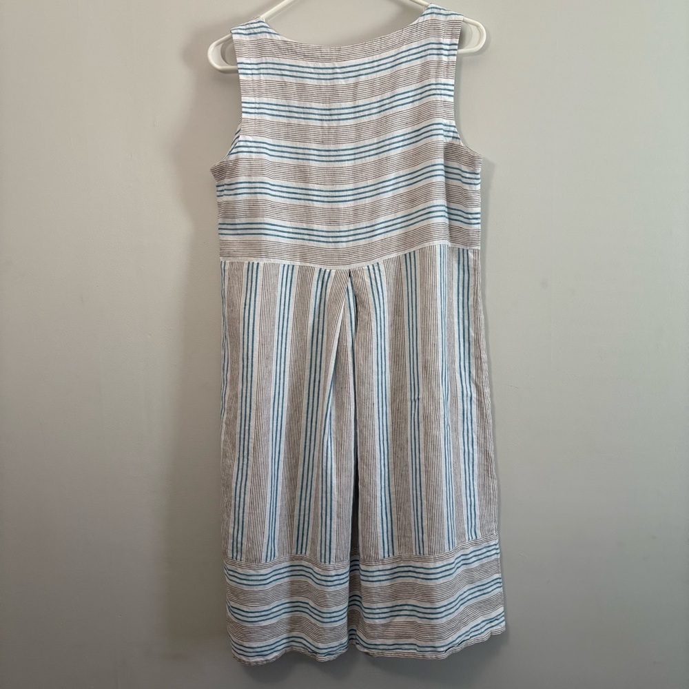 J. Jill Love Linen White Striped Sleeveless Dress - Size Small - Picture 2 of 5